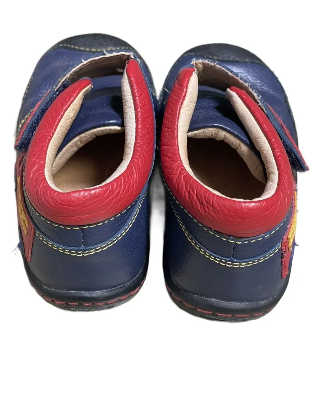 Kids Navy and Red Leather Slip-On Shoes